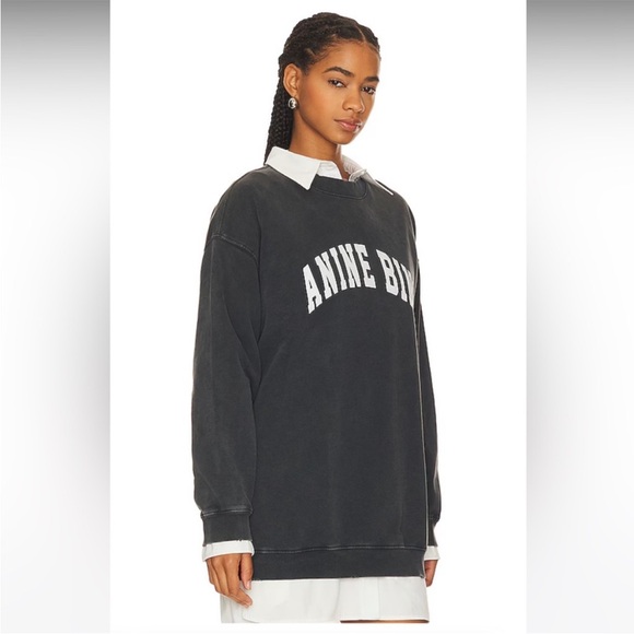 ANINE BING Revolve Distressed Designer Tyler Sweatshirt in Gray White Size XL - Picture 4 of 15